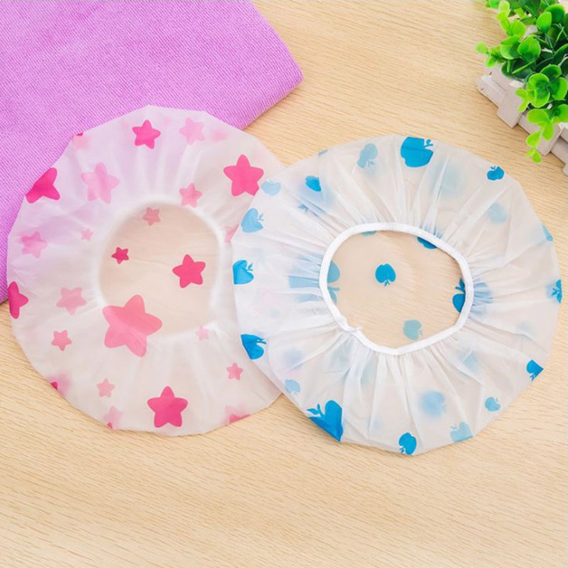 Mũ trùm tóc khi tắm mềm mại chống thấm nước họa tiết chấm bi dễ thương