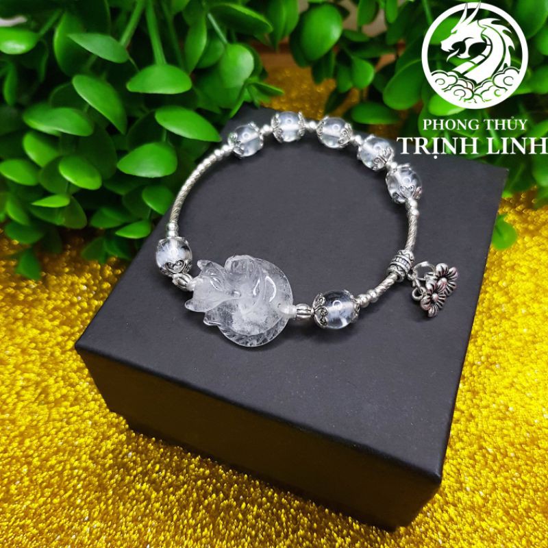 VÒNG TAY CỬU HỒ LY TRẮNG THIẾT KẾ BẠC S925