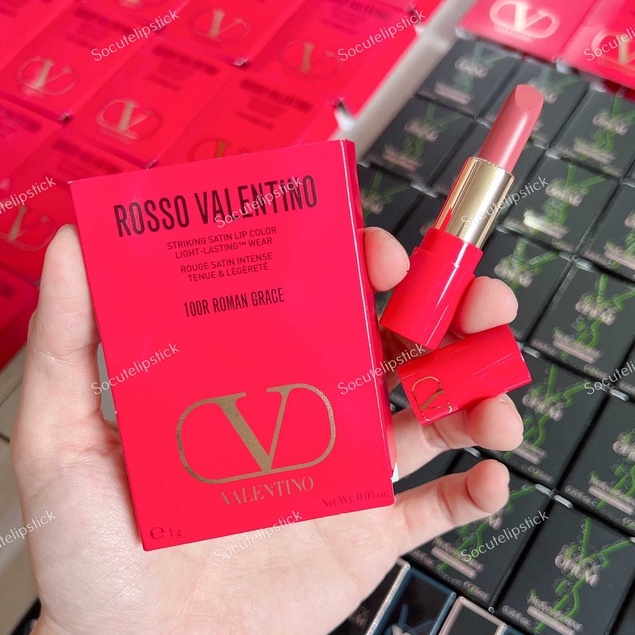 Son Rosso Valentino Satin Lipstick Mini 1g - 100r Roman Grace - 217A Ethereal Red