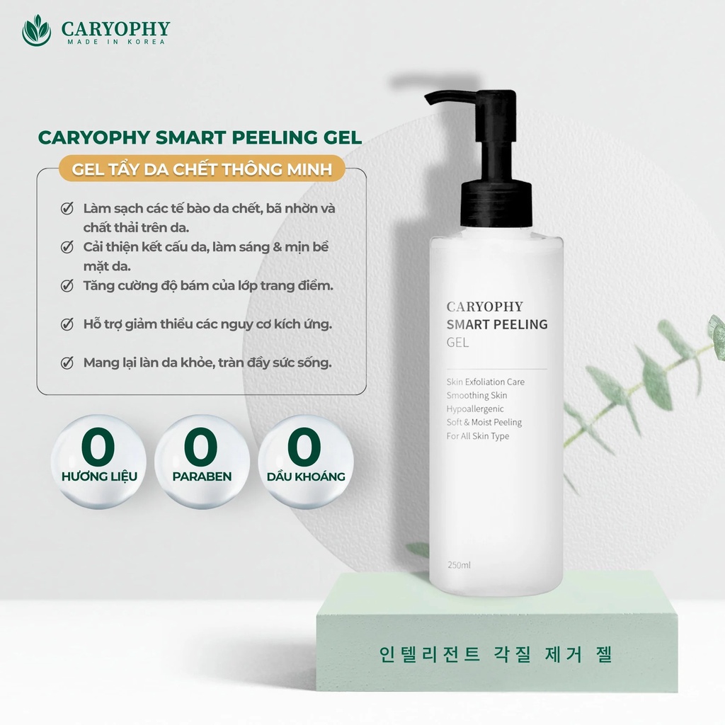 Combo 2 Sản Phẩm Tẩy Tế Bào Chết, Ngăn Ngừa Mụn, Giảm Mụn Thâm Caryophy (TTBC 250ml +  Serum 30ml)