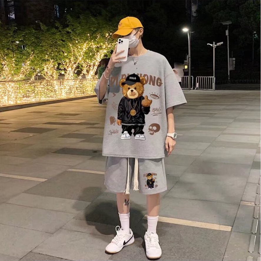 đồ bộ nam from rộng đồ bộ thể thao nữ unisex bộ thể thao nam mùa hè thời trang Quần áo nam chất đũi cao cấp Set đồ nam bông bộ thể thao nam