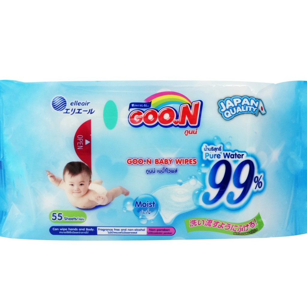2 gói khăn ướt Goon Nhật 55t 99% nước tinh khiết