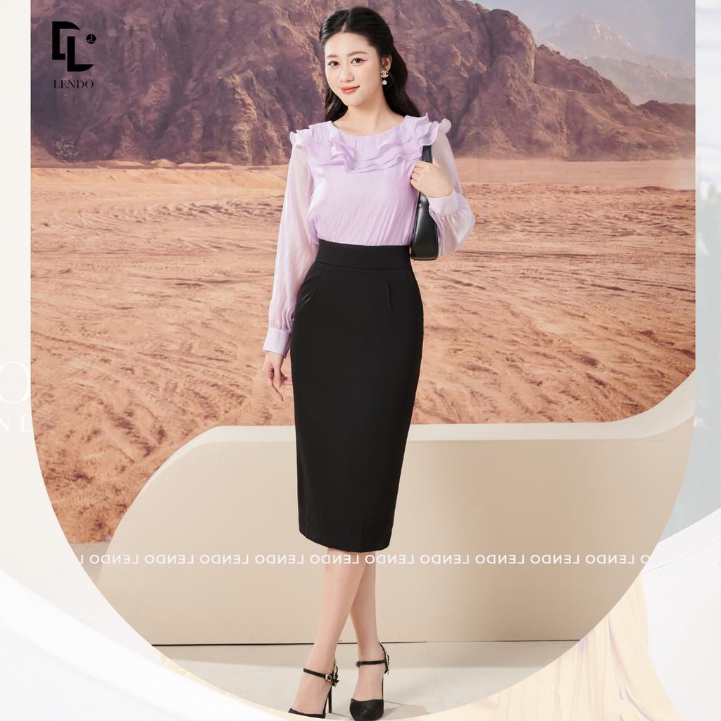 Chân Váy Bút Chì Dáng Dài Twill Silk LENDO CV230465