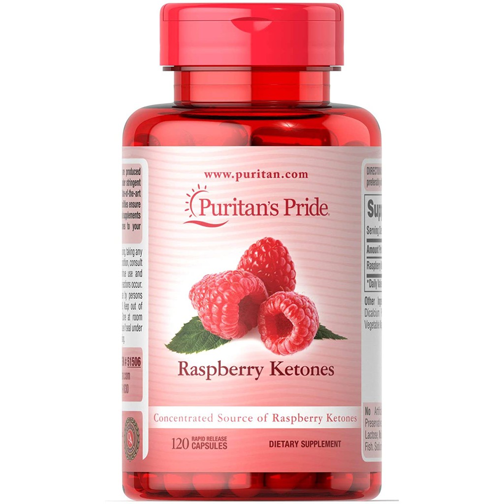 Viên uống giảm cân, hạn chế tích tụ mỡ Raspberry Ketones Puritan's Pride 120 viên