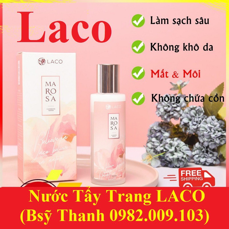 NƯỚC TẨY TRANG MAROSA CLEANSING WATER LACO, dùng cho mọi loại da làm sạch sâu, dưỡng ẩm giúp da sáng trắng tự nhiên120ML