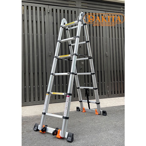 Thang rút đôi Nhật Bản Chữ A cao 1.9m duỗi 3.8m DAKITA DKT-238, Nhôm Cao Cấp, Siêu Chắc, Siêu Bền, Bảo Hành 2 Năm