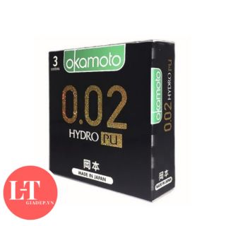 Bao cao su okamoto 0.02 pu siêu mỏng truyền nhiệt nhanh hộp 3 cái