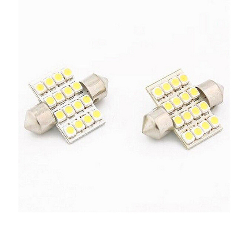 2 Bóng đèn 16 LED SMD 31mm 3528 chuyên dụng cho xe hơi