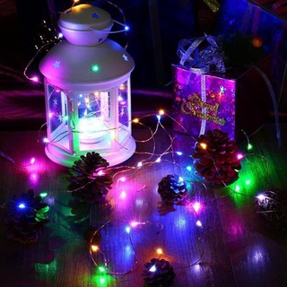 Dây đèn Led dây đồng Fairy Light RGB trang trí tiệc cưới giáng sinh noel phòng ngủ 10 mét Pin nhiều màu