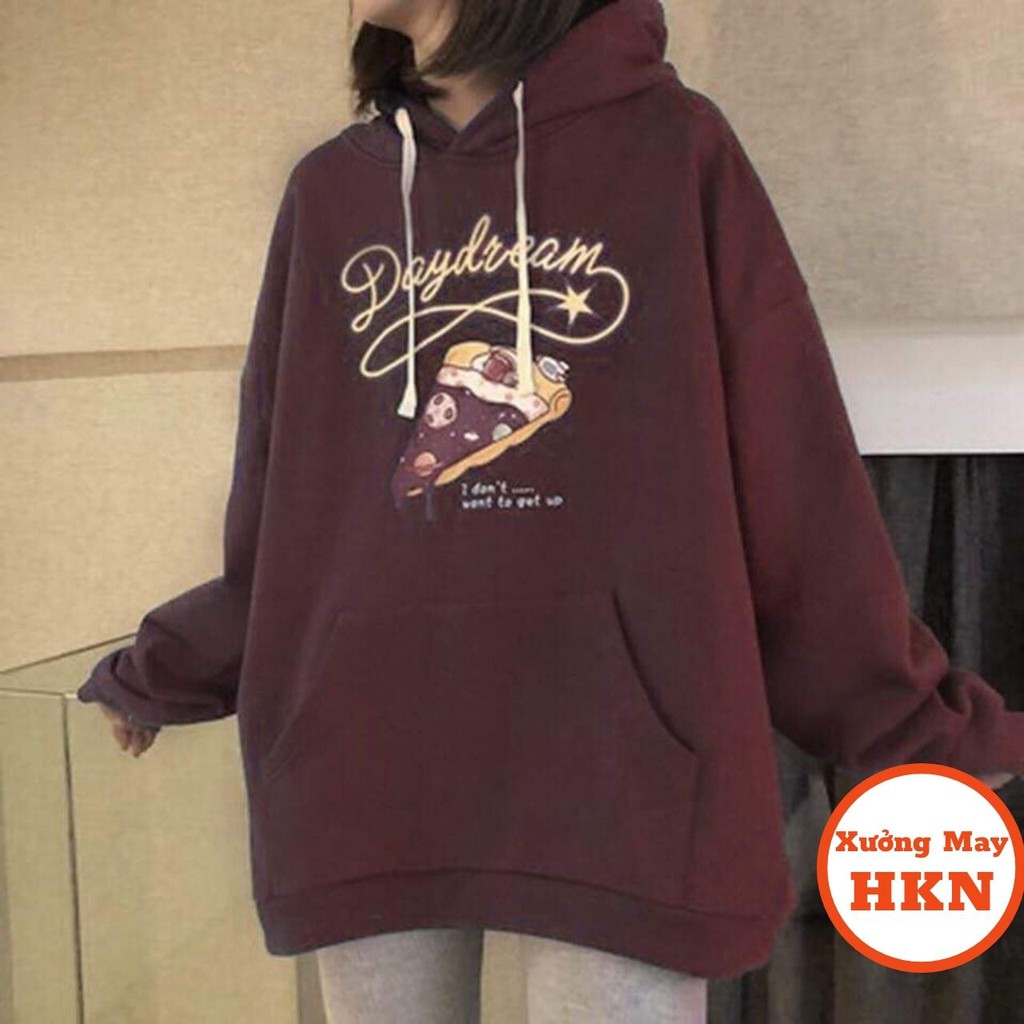 Áo Hoodie Nỉ Nữ Họa Tiết Bánh Pizza Siêu Xinh Mã 491 Xưởng May HKN