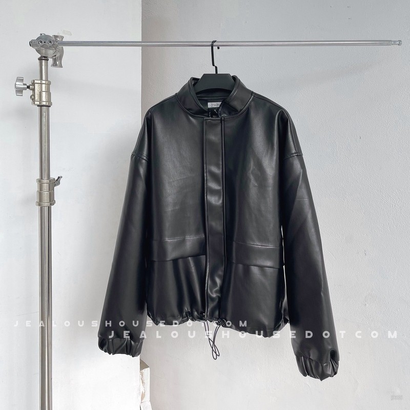 Áo khoác da, áo khoác cổ đức tay bo có dây rút gấu Pool 5635 | BigBuy360 - bigbuy360.vn