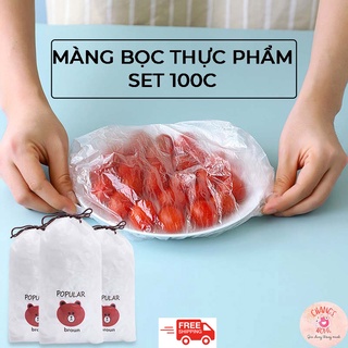 Màng Bọc Thực Phẩm Bọc Đồ Ăn Set 100 Bảo Quản Thực Phẩm Có Chun Co Giãn Tái Sử Dụng Đa Năng