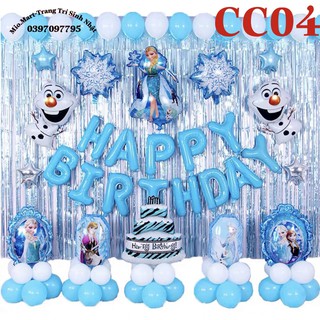 Set Trang Trí Sinh Nhật Công Chúa Elsa Dành Cho Bé Gái,Tặng Bơm Bóng Và Băng Keo CV18
