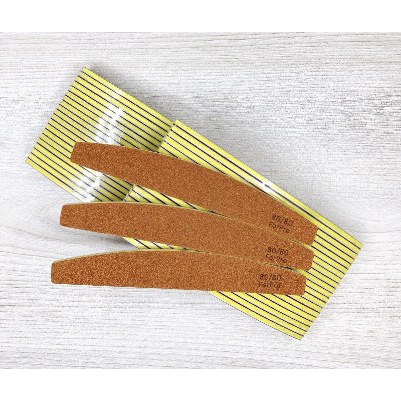 Một cây dũa móng tay giả bột đắp nhám da bò nâu chuẩn hàng xuất cao cấp độ nhám 80 hai mặt giấy nhám Mỹ