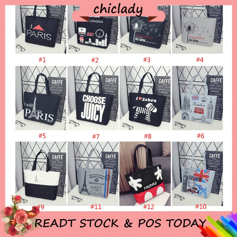 Túi vải canvas phối nhiều họa tiết hợp thời trang dành cho nữ | BigBuy360 - bigbuy360.vn