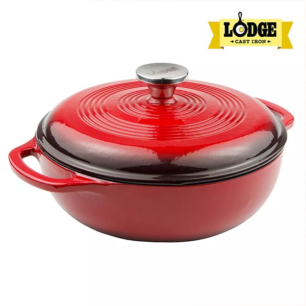 Lodge - Nồi gang phủ men màu đỏ - 2.8L