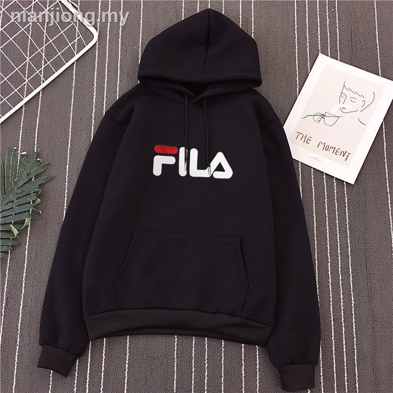 Áo Hoodie Fila Tay Dài Dáng Rộng Phong Cách Hàn Quốc Cho Nam Và Nữ