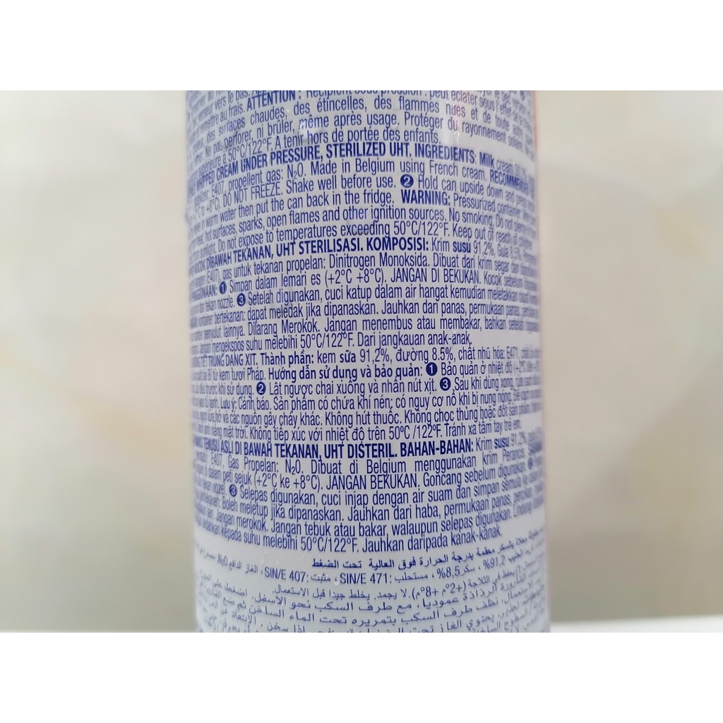 [250g] Kem sữa tươi dạng xịt [Belgium] PAYSAN BRETON The Whipped Cream (halal) (nvt-hl)