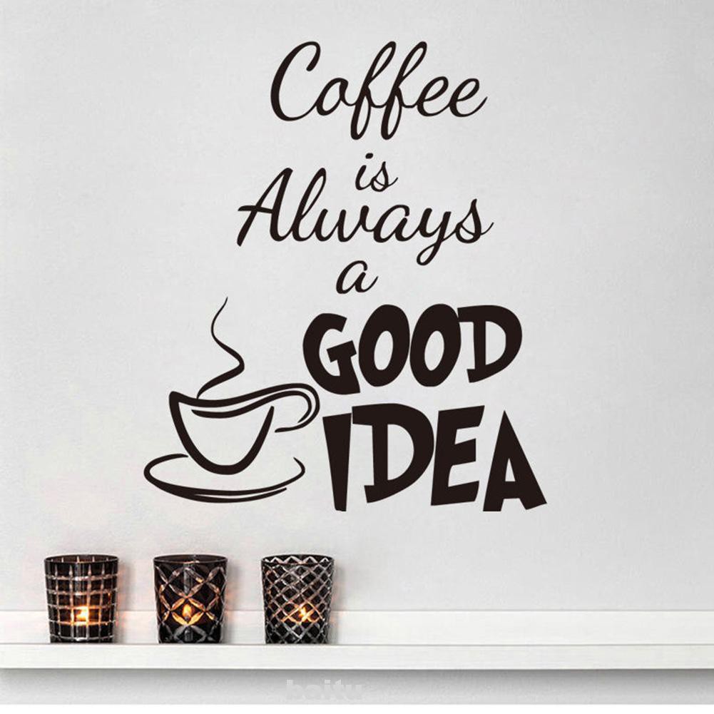 Coffee Cup Pattern Home Decals Bar Durable Eco-friendly Kitchen Decoration PVC Removable Vinyl Art