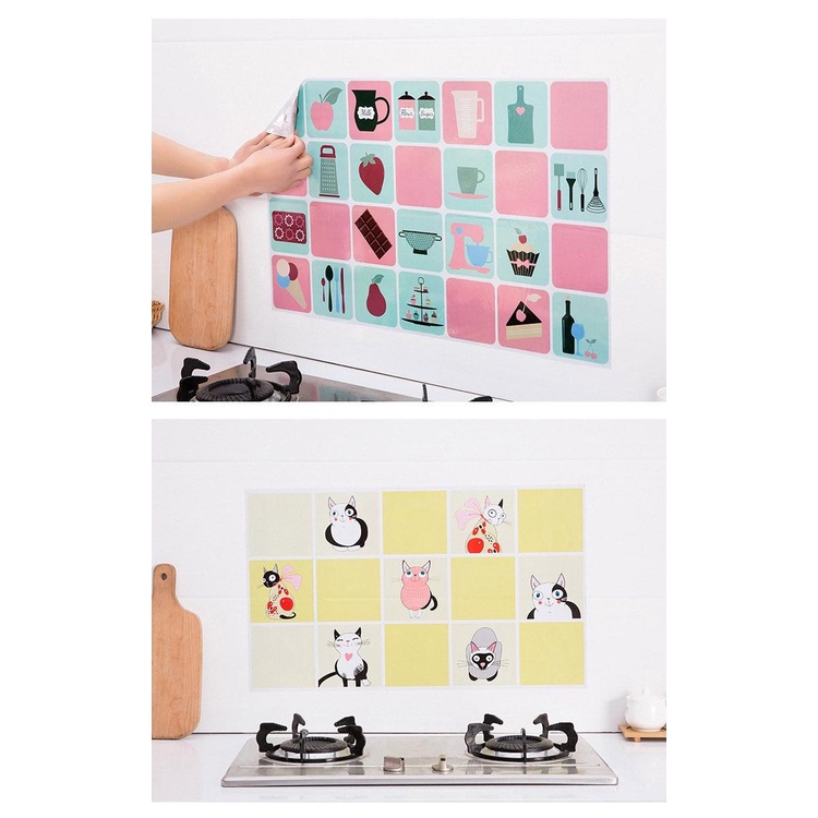 Giấy dán tường nhà bếp, miếng dán bếp chống bắn dầu mỡ, chịu nhiệt cao Decal Dán Bếp (75x45cm)