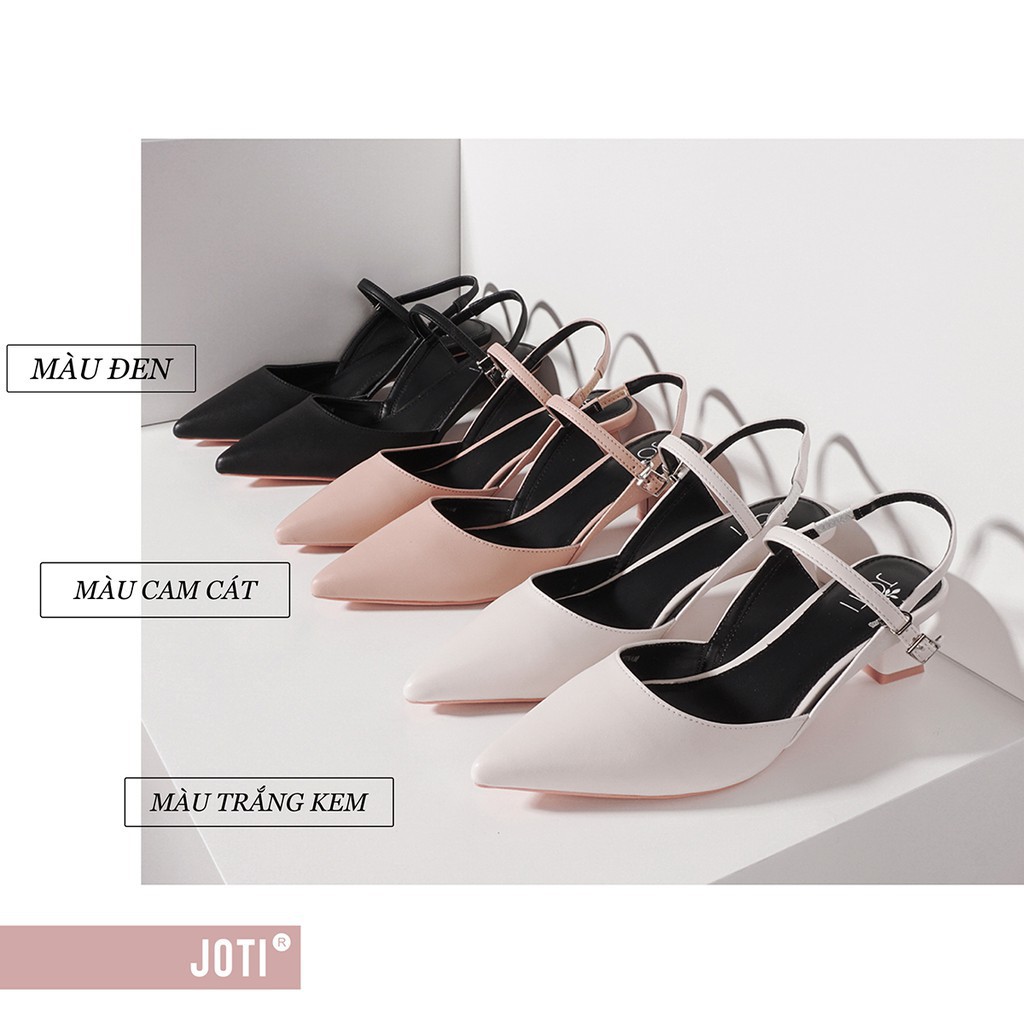 Giày Cao Gót Nữ JOTI Lolita 3269VN5 - Mũi Nhọn Hở Gót Đế Trụ Vuông Cao 4cm Da Mờ - Mang Công Sở Dự Tiệc