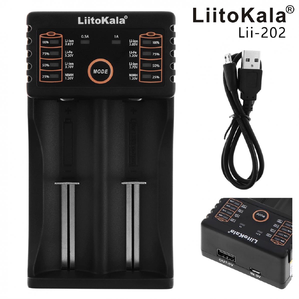 Liitokala Lii-202  2  Independent Slots USB Smart Charger