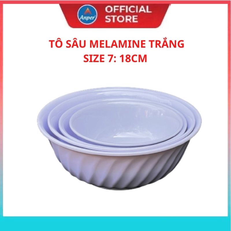 Bộ tô chén bát dĩa đĩa nhựa Melamine ANPER livicop nhựa cứng Nhật Hàn cao cấp màu sắc trắng trơn sang trọng