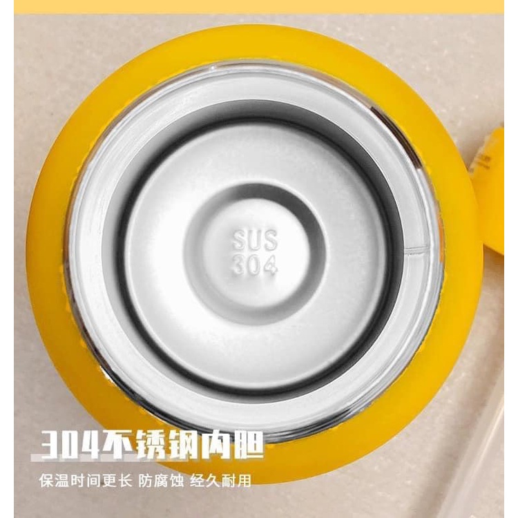 Bình nước giữ nhiệt cute cho bé lõi inox có ống hút dung tích 420ml hình ngô nghĩnh MiibooShi D2.075.VA