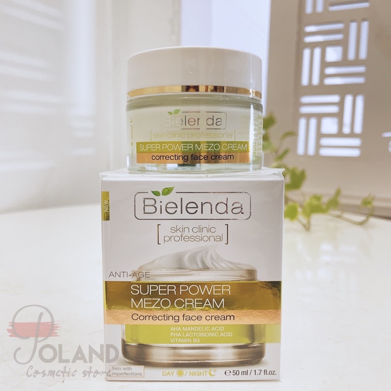 Kem dưỡng Bielenda Super Power Mezo Skin Clinic trắng da chống lão hoá mờ thâm nám giảm mụn 50ml