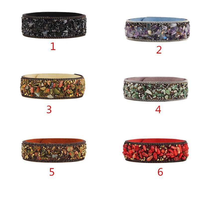 Vòng Tay Nhung Đính Đá Tự Nhiên Cho Nữ