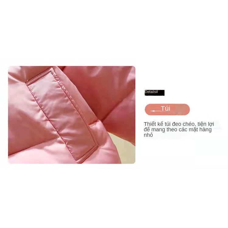 Áo khoác phao cotton cổ đứng dáng rộng phong cách Hàn Quốc thời trang mùa đông cho nữ