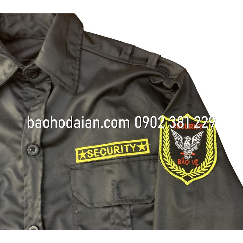 Áo bảo vệ, vệ sĩ màu đen tay dài kèm logo tay ngực