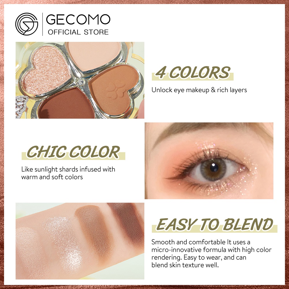 Bảng Phấn Mắt GECOMO 4 Màu Lâu Trôi Chống Thấm Nước