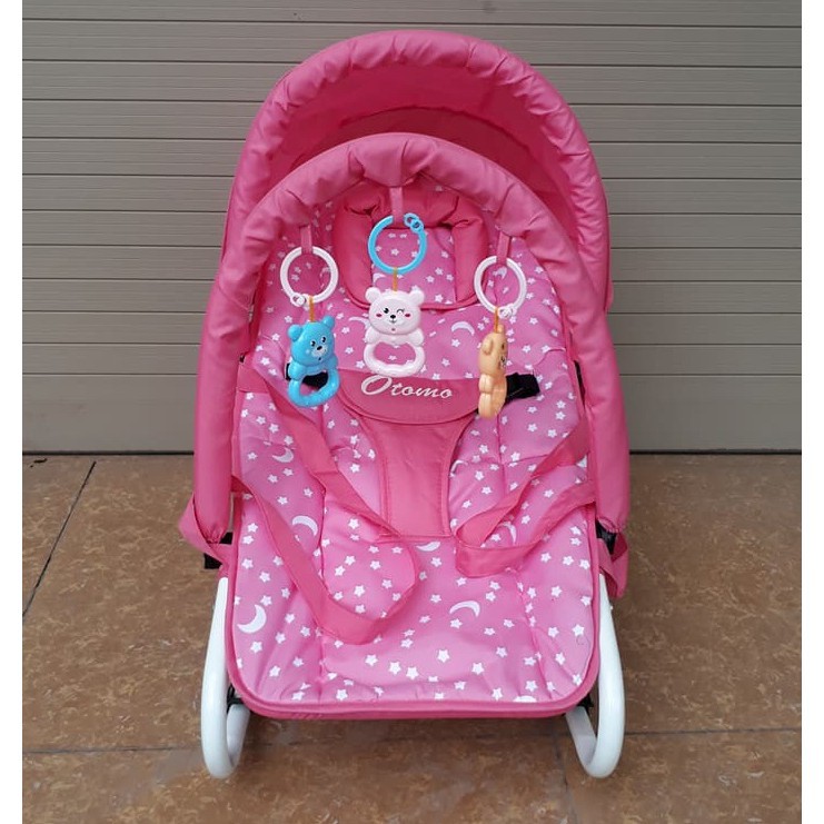 Ghế rung Cao cấp cho bé (Có bảo hiểm + đồ chơi + mái che + điều chỉnh nằm ngồi)