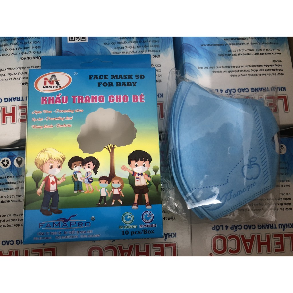 [Giao Màu Ngẫu Nhiên] Khẩu trang 5D dành cho bé FAMAPRO bảo vệ bé - 1 hộp 10 cái