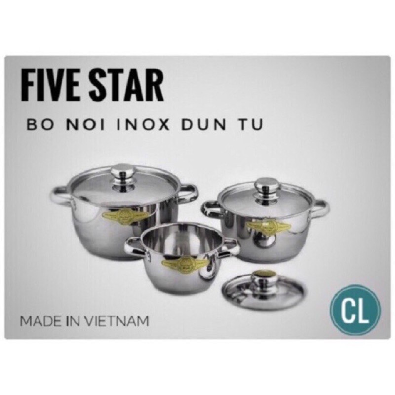 Bộ 3 nồi inox Hãng Fivestar 3 đáy bếp từ/ga/hồng ngoại