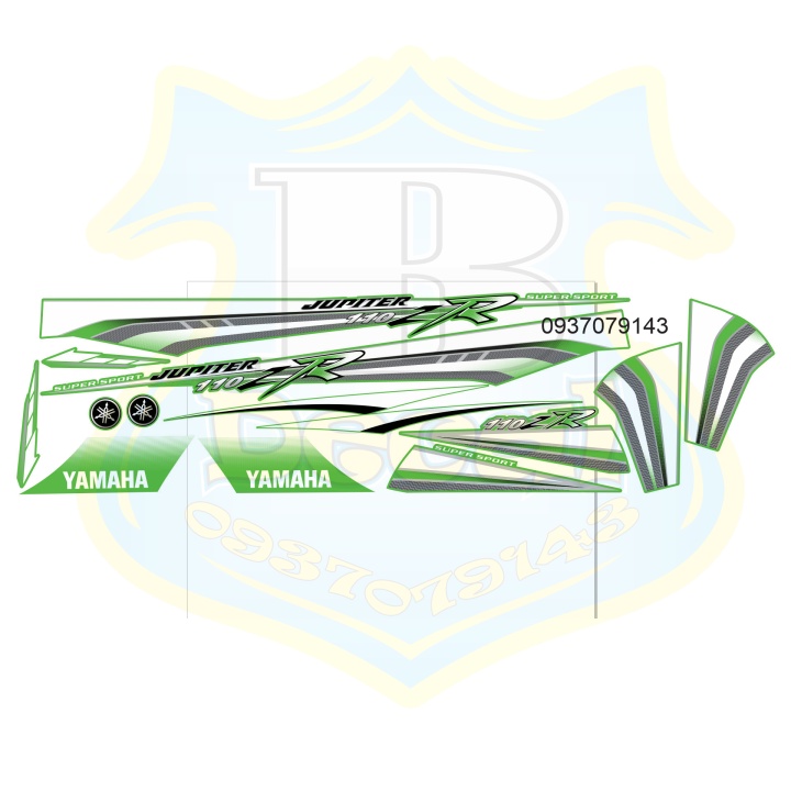 ( Quí khách vui lòng mang ra tiệm cho thợ dán ) Tem jupiter 110 ZR trắng xanh kawa