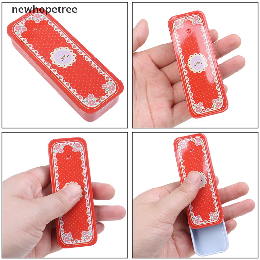 [Hàng mới về] Hộp thiếc mini hình chữ nhật có nắp trượt dùng đựng thuốc tiện dụng