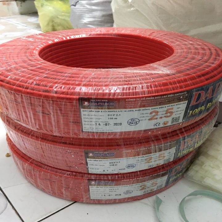 [100 mét] Dây điện Daphaco đôi dẹp 2x2.5 2 lớp vỏ