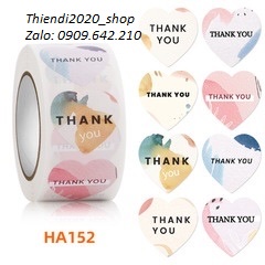 TEM DÁN CHỮ " THANH YOU"_ HÌNH TRÁI TIM_VALENTINE_CUỘN 500C, 2.5CM