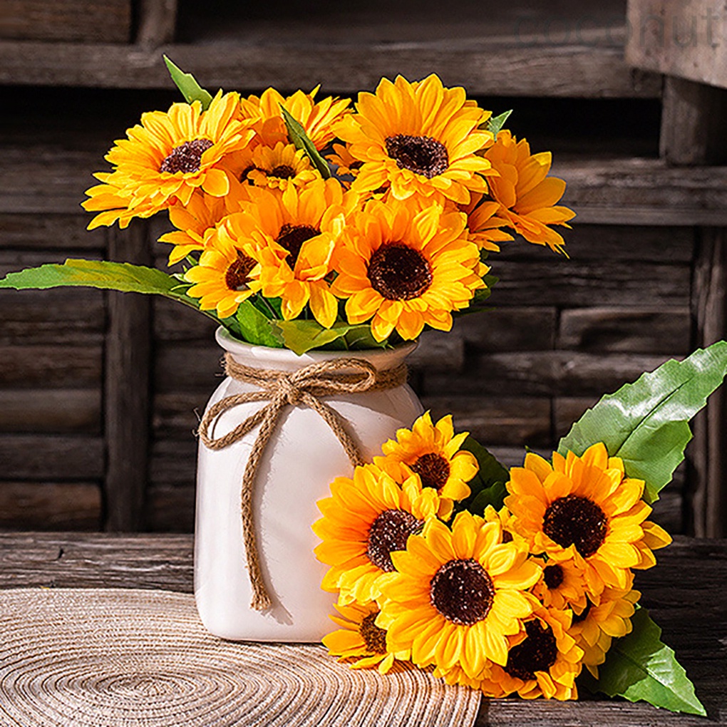 Bó hoa hướng dương nhân tạo gồm 9 bông dùng để trang trí nhà