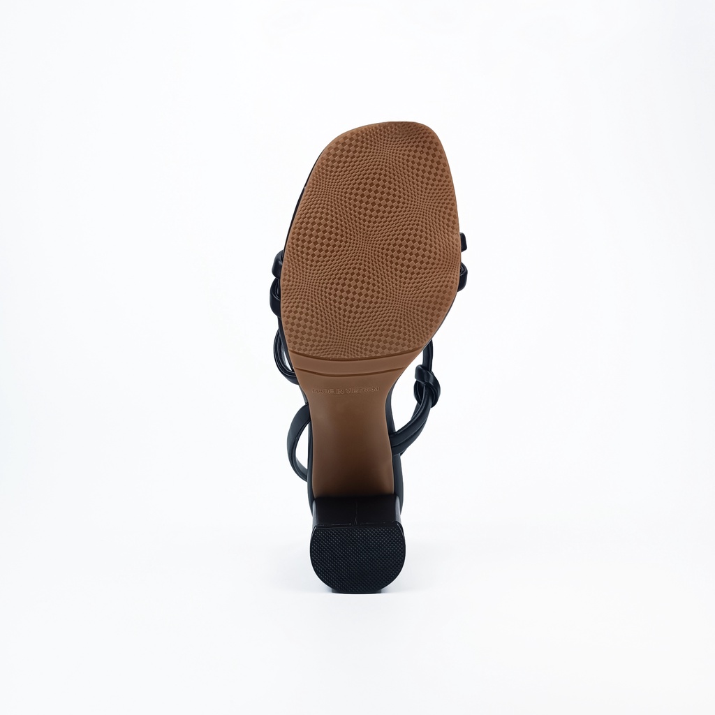 Giày Sandal cao gót dây rút ELENA HADU M785 gót to 8cm quai ngang da PU cao cấp