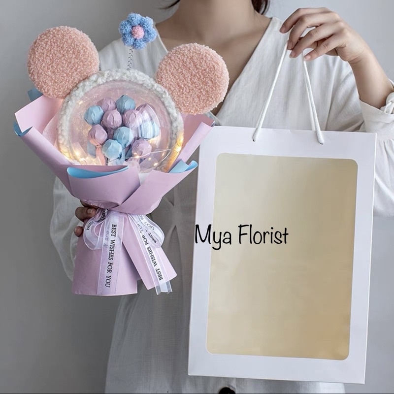 Bó Hoa Bóng Kẹo Tặng Kèm Đèn, Túi, Bờm