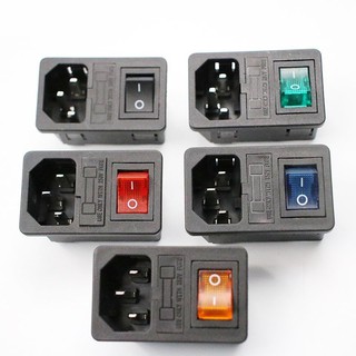 Ổ cắm điện đầu cắm C14 IEC320 có cầu chì công tắc rocker 10A nhiều màu sắc