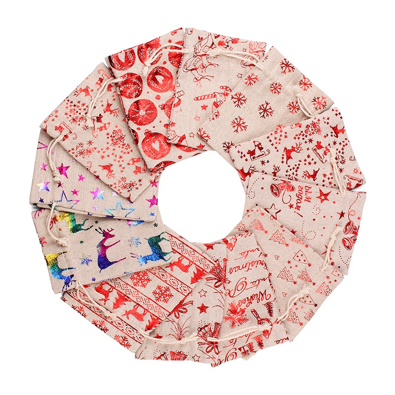 1 Túi Đựng Quà Giáng Sinh Bằng Cotton Lanh In Lịch Màu Sắc Ngẫu Nhiên