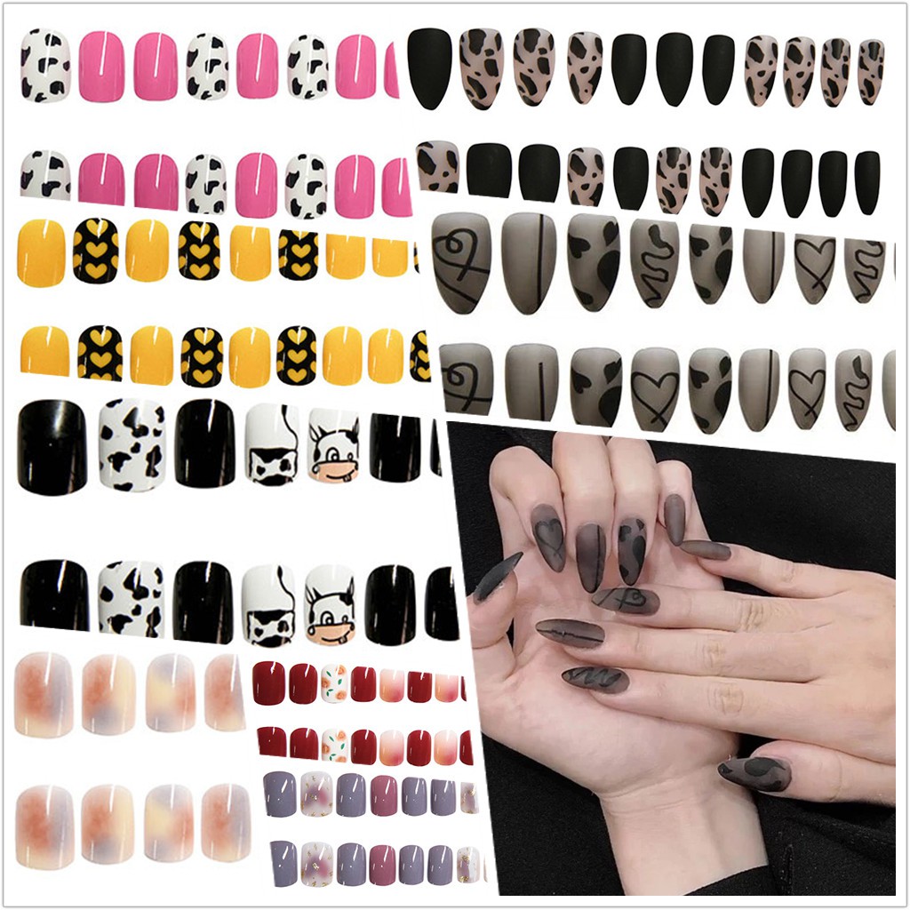 [Hàng mới về] Bộ 24 Móng Tay Giả R104 Kèm Keo Dán