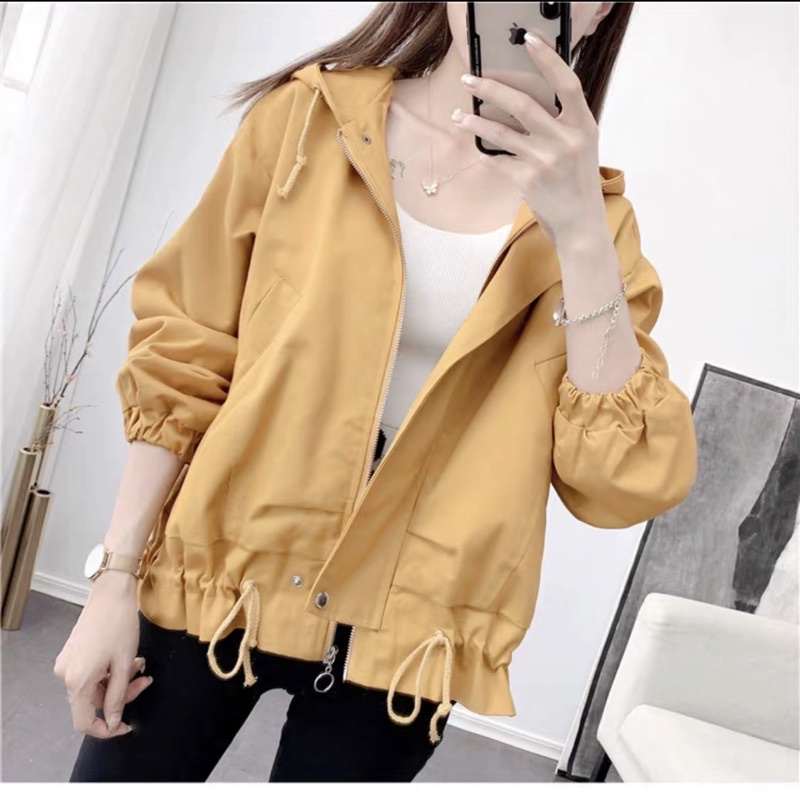 áo khoác kaki nữ 2 lớp rút lai