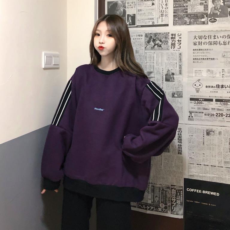 Áo nỉ dài tay dáng rộng phong cách Hàn Quốc trẻ trung thời trang cho nữ Vip shop