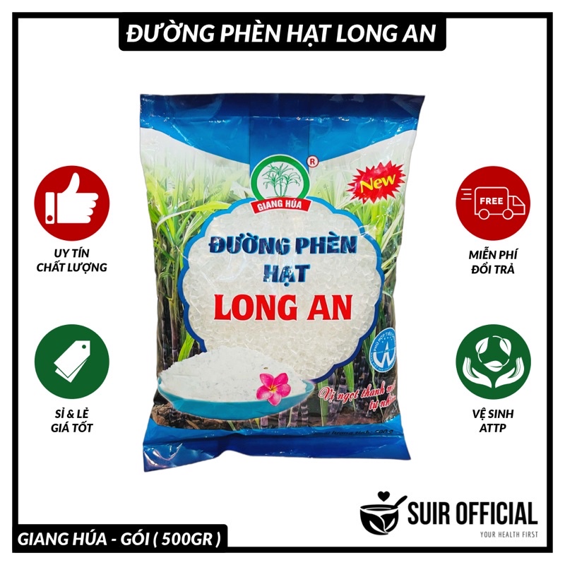 Đường Phèn Hạt Long An - Hiệu Giang Húa / Gói 500GR / Không Tạp Chất / Vị Ngọt Thanh Mát - Tự Nhiên / Mùi Thơm Đặc Trưng