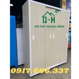 Tủ nhựa đài loan 1m8x1m4 4 cánh cửa lùa màu sồi trắng mới